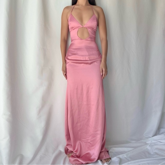 Revolve MYBESTFRIENDS Rhode Pink Gown Dress